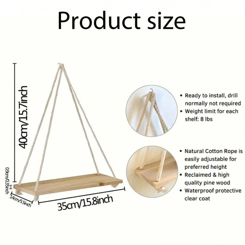 1PC Wooden Swing Hanging Hemp  - Badminton Live ulasan dan harga