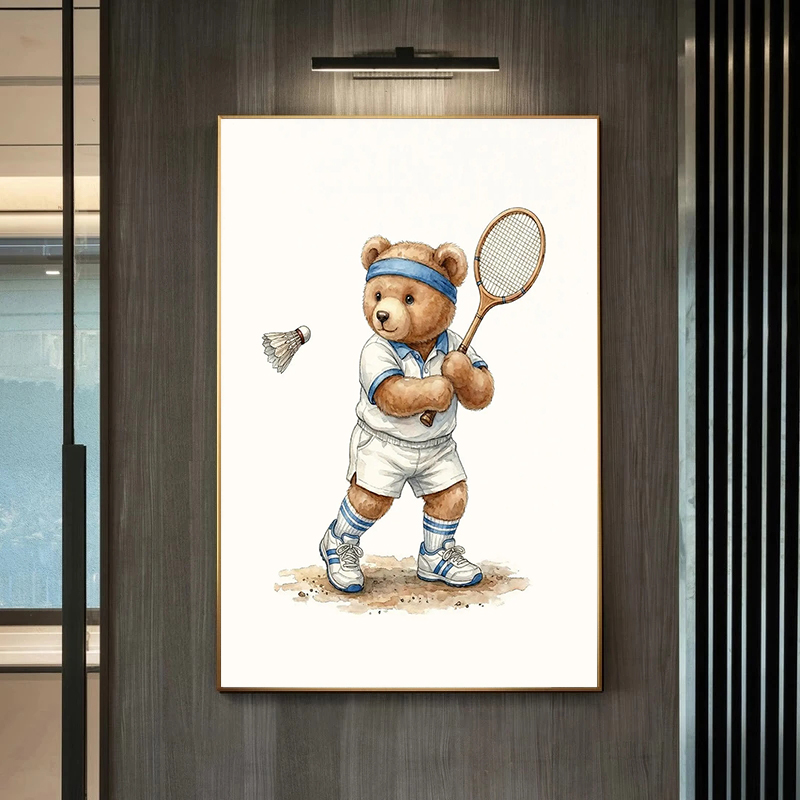 Cute Teddy Bear Sports Nursery - Badminton Single ulasan dan harga