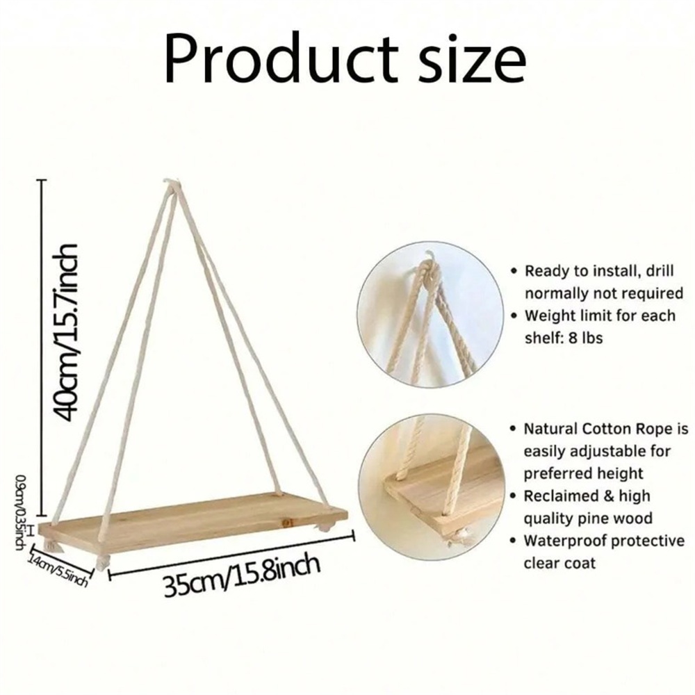 1pc Wood Hanging Shelve Swing  - Badminton Live ulasan dan harga