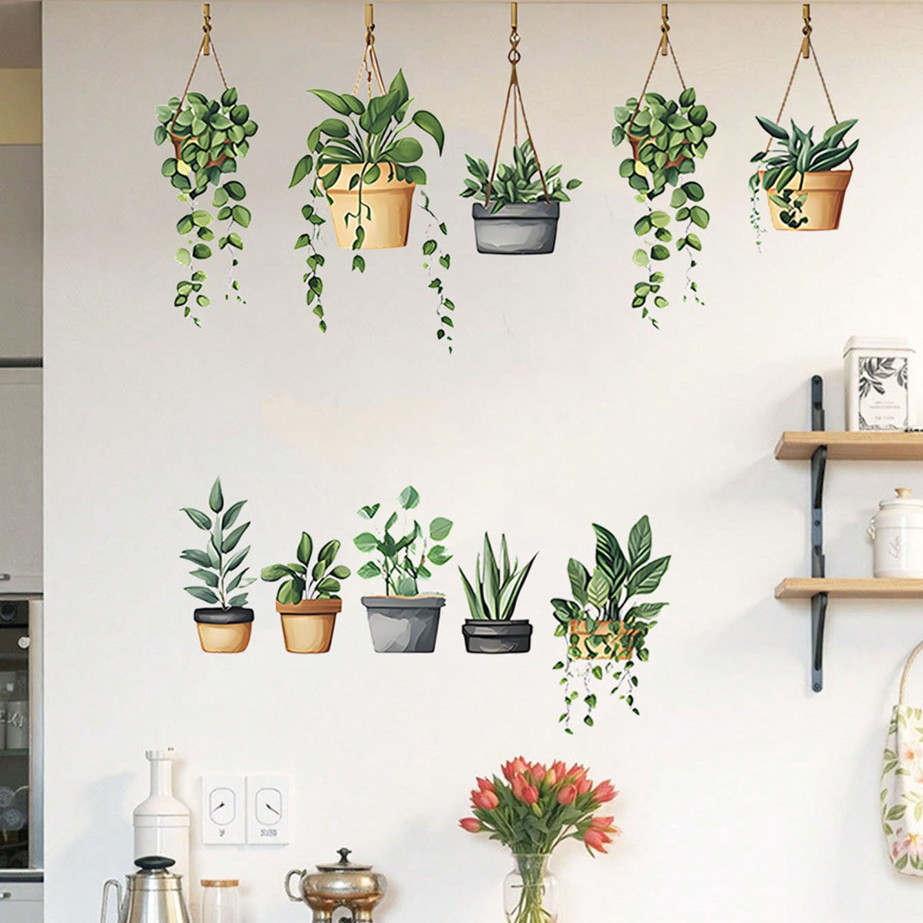 Hanging Green Potted Plant Wal - Badminton Live ulasan dan harga