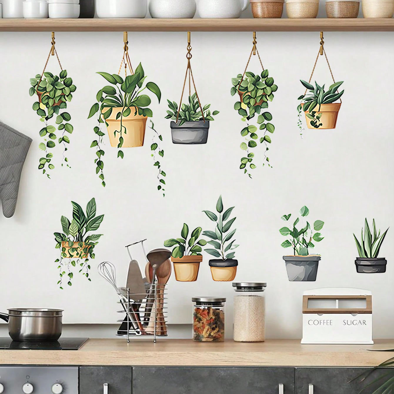 Hanging Green Potted Plant Wal - Badminton Live ulasan dan harga